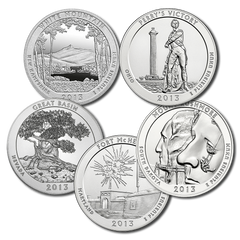 2013 America The Beautiful 5 oz Five Coin Silver Set