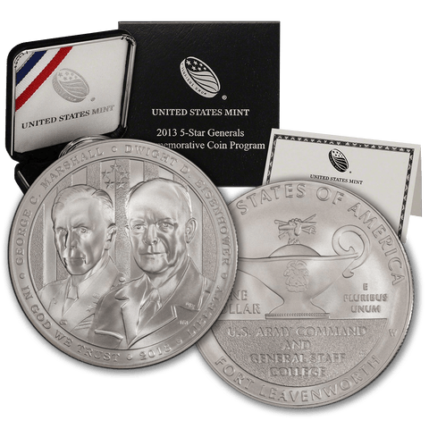 2013-W 5-Star General Silver Commemorative Dollar - Gem Uncircualted in Original Box with COA