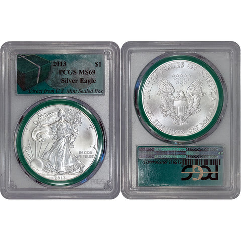 2013 American Silver Eagle Direct From Monster Box - PCGS MS 69