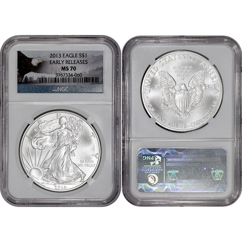 2013 American Silver Eagle - NGC MS 70 Early Releases - Eagle Label