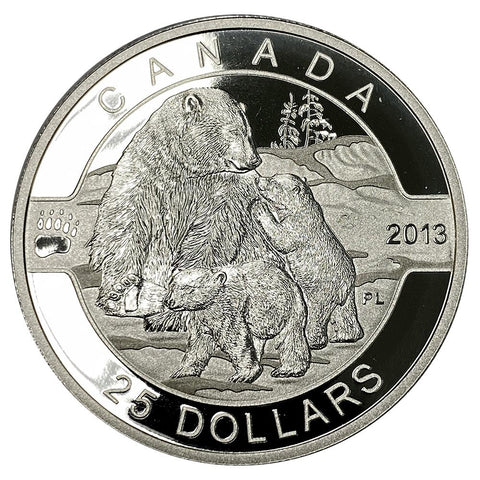 2013 Canada $25 Polar Bear 1 oz .9999 Fine Silver Coin - Gem in Capsule