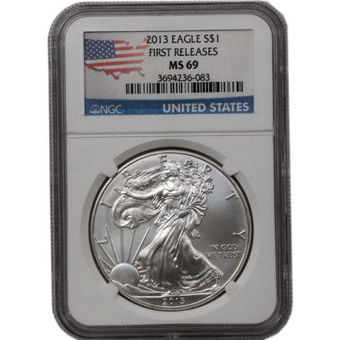 2013 American Silver Eagle First Release in NGC MS 69