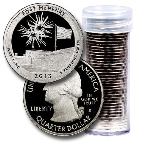 40-Coin Roll of 2013-S Fort McHenry America The Beautiful Clad Proof Quarters - Directly From Proof Sets