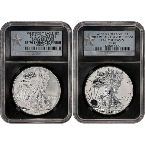 2013-W West Point 2-Coin American Silver Eagle Set - NGC PF/SP 70