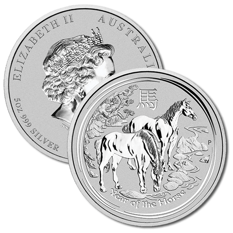 2014 Australia Silver Year of the Horse 5 oz .999 Silver KM.2113 - Gem BU (In Capsule)