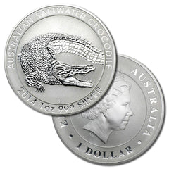 2014 Australia $1 Silver 1 oz. Saltwater Crocodile - Gem