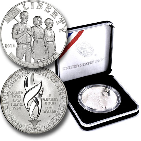 2014-P Civil Rights Commemorative Silver Dollar - Gem Proof in OGP w/ COA