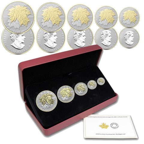 2014 Canada Silver Maple Leaf Fractional Reverse Proof Set in OGP