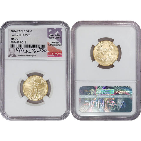 2014 $10 1/4 Oz Quarter Ounce Gold Eagle - NGC MS 70 Castle Signature