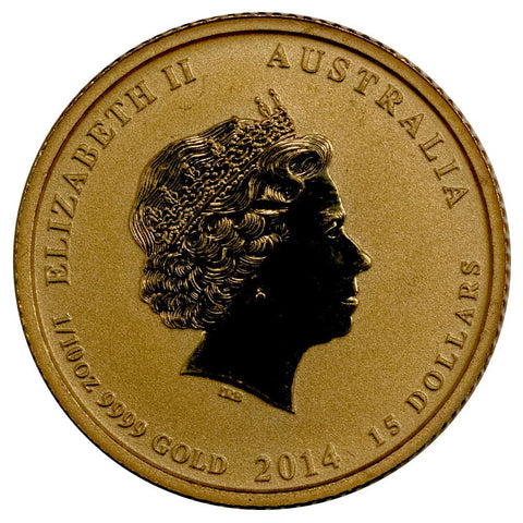 2014-P Australia $15 1/10 oz .9999 Gold Year of the Horse - Gem Uncirculated