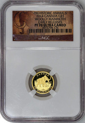 2014 Canada $5 10th Ounce Gold Woolly Mammoth  - NGC PF 70 UCAM ER