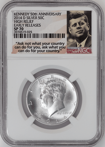 2014-D 50th Anniversary Silver Kennedy Half Dollar - NGC SP 70