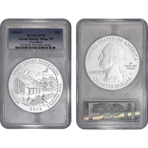 2014-P America The Beautiful 5 oz Silver Great Smoky Mountains - PCGS SP 70