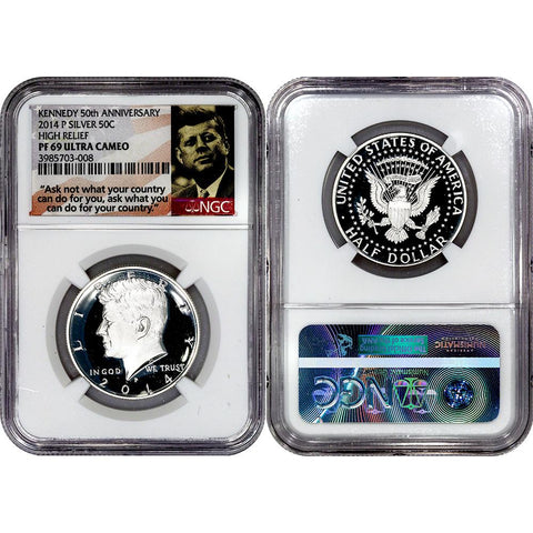 2014-P High Relief 50th Anniversary Proof Silver Kennedy - NGC PF 69 UCAM