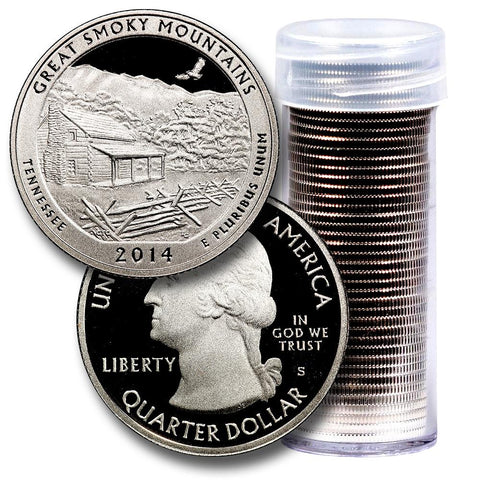 40-Coin Roll of 2014-S Great Smoky Mountains America The Beautiful Clad Proof Quarters - Directly From Proof Sets