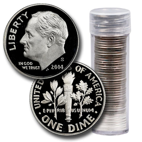 50-Coin Roll of 2014-S Proof Silver Roosevelt Dimes - Directly From Proof Sets