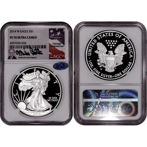2014-W Proof American Silver Eagle - NGC PF 70 UCAM Mike Castle Signature