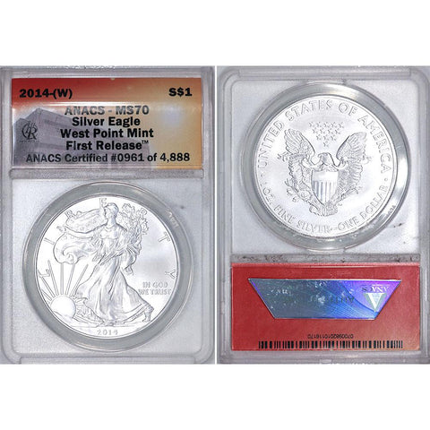 2014(W) American Silver Eagle - ANACS MS 70 Early Release
