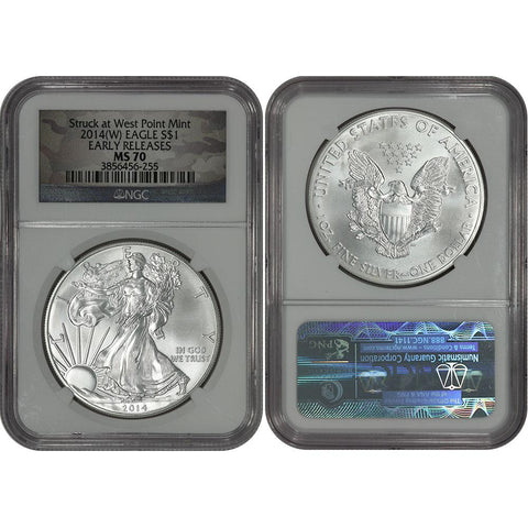 2014(W) American Silver Eagles - NGC MS 70 Early Releases - West Point Mint