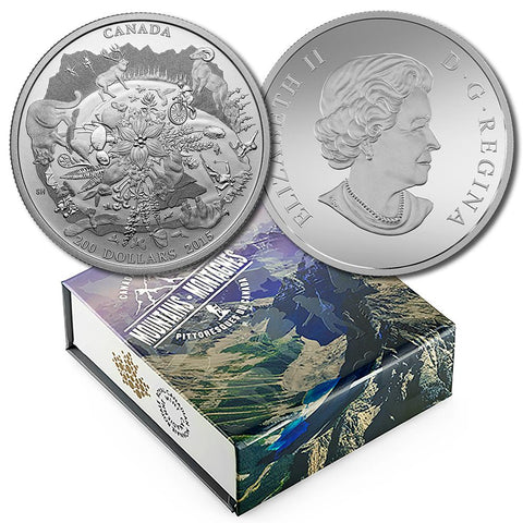 2015 Canada $200 Rugged Mountains 2.015 toz Silver - Gem in Box