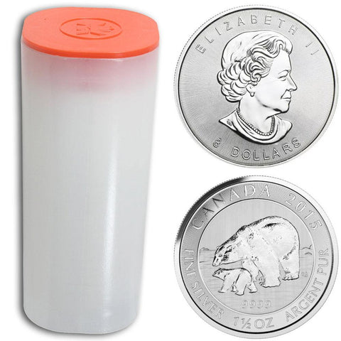 2015 8 Dollars Polar Bear & Cub 1.5 oz .9999 Silver - Original 15-Coin Rolls