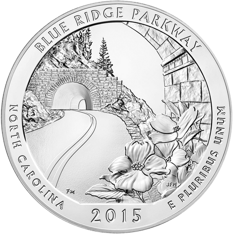 2015 Blue Ridge Parkway America The Beautiful 5 oz Silver Quarter - Gem Uncirculated