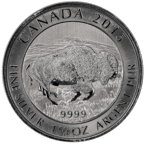 2015 Canada Silver 8 Dollars Bison 1.25 oz .9999 Silver - Gem Brilliant Uncirculated
