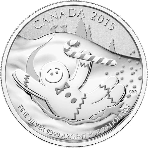 2015 Canada $20 Gingerbread Man 1/4 oz .9999 Silver Coin - Gem in Sealed Flip w/ COA