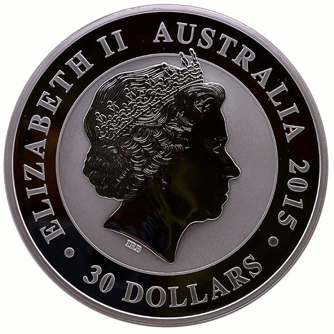 2015 25th Ann. $30 Kookaburra 1 Kilo (32.15 toz) .999 Silver Coin - Gem Unc in Capsule