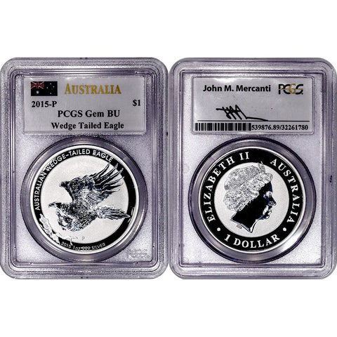 2015-P Australia $1 Wedge Tailed Eagle .999 Silver Ounce - PCGS Gem BU Mercanti