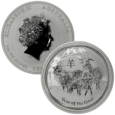 2015 Australia Silver Dollar Year of the Goat 1 oz .999 Silver - Gem Brilliant Uncirculated (In Capsule)
