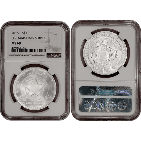 2015-P US Marshals Service Commemorative Silver Dollar - NGC MS 69