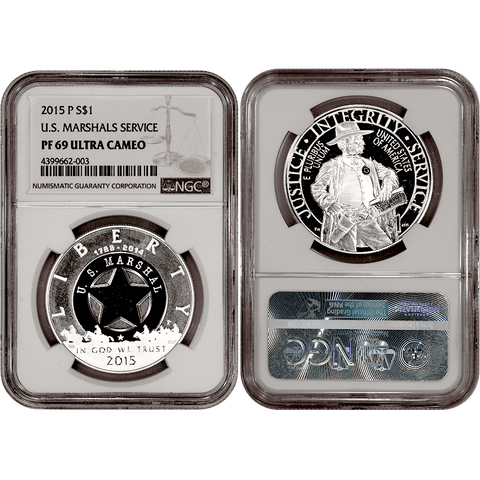 2015-P US Marshals Service Commemorative Silver Dollar - NGC PF 69 Ultra Cameo