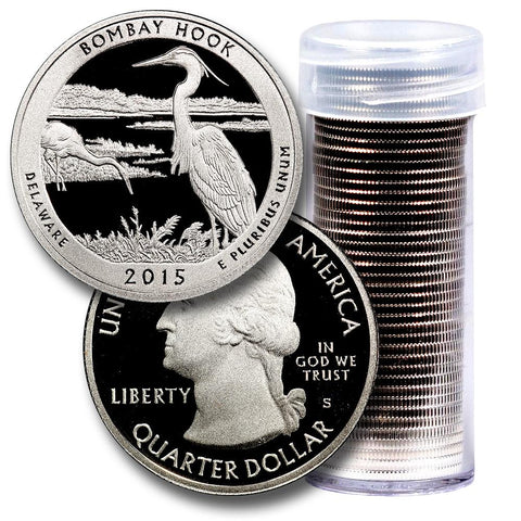 40-Coin Roll of 2015-S Bombay Hook America The Beautiful Clad Proof Quarters - Directly From Proof Sets