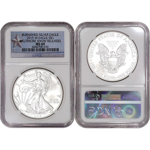 2015-W Burnished American Silver Eagle Baltimore Show - NGC MS 69