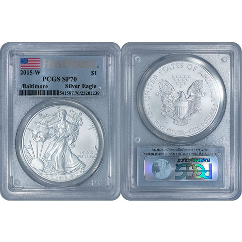 2015-W Burnished American Silver Eagles - PCGS MS 70 Baltimore Show