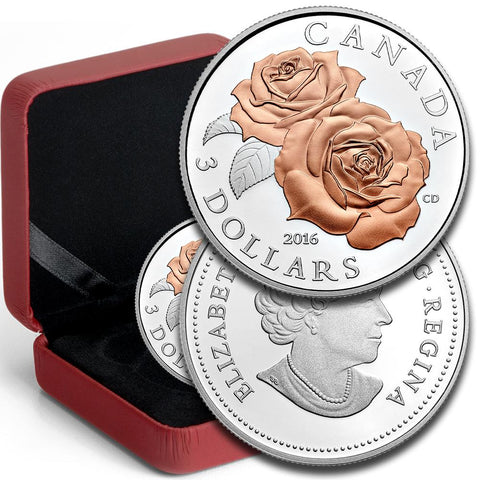 2009 Canada $3 Queen Elizabeth Rose .9999 .25 Silver Proof Coin - Gem in OGP
