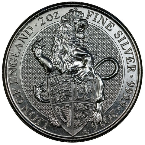 2016 5£ Great Britain 2 oz .9999 Silver Lion of England - Gem Uncirculated