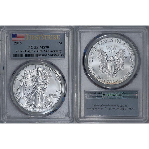 2016 American Silver Eagle 30th Anniversary - PCGS MS 70 First Strike