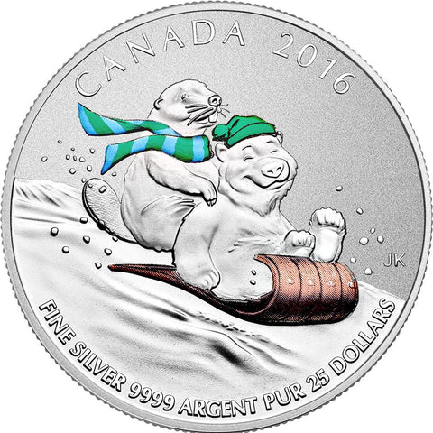 2016 Canada $25 Winter Fun 1/4 oz .9999 Silver Coin - Gem in Sealed Flip w/ COA