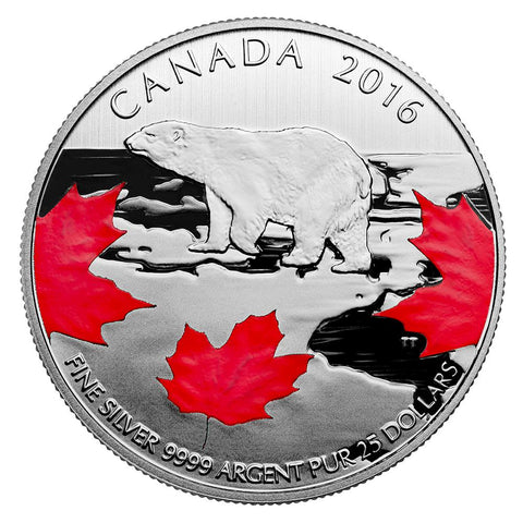 2016 Canada $25 Polar Bear 1/4 oz .9999 Silver Coin - Gem in Sealed Flip w/ COA