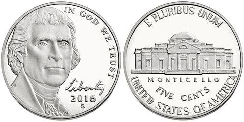 Roll of 40 Proof 2016-S Jefferson Nickels