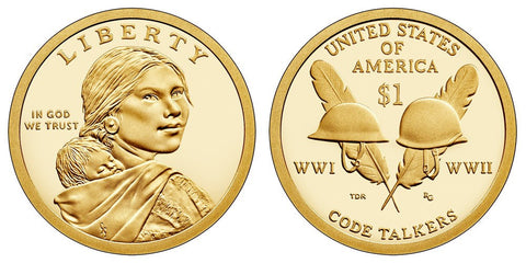 Roll of 25 Proof 2016-S Sacagawea "Code Talkers" Dollars