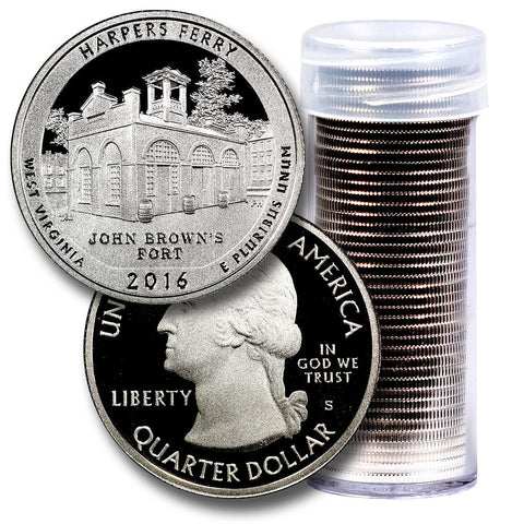 40-Coin Roll of 2016-S Harper's Ferry America The Beautiful Clad Proof Quarters - Directly From Proof Sets