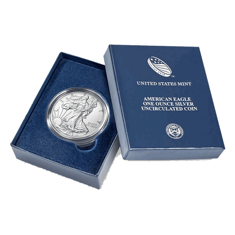 2014-W 1 oz Burnished American Silver Eagle Coin in Box with COA