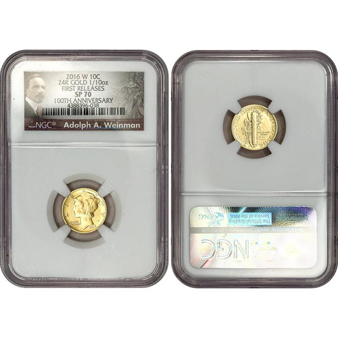 2016-W Centennial Gold Mercury Dime - NGC SP 70 First Releases
