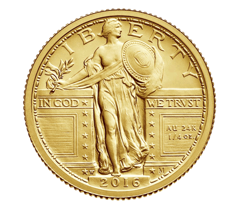 2016-W Centennial Gold Standing Liberty Quarter in OGP with COA