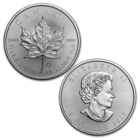 2017 1 oz Canadian Silver Maple Leaf $5 Coin 1 Troy Ounce 9999 Fine Silver