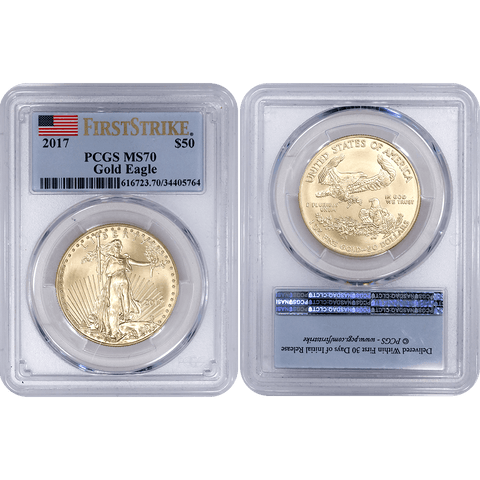 2017 $50 American Gold Eagle - 1 oz Net Pure Gold - PCGS MS 70 First Strike