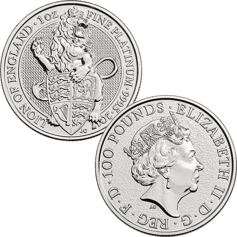 2017 Great Britain 100£ Elizabeth II 1 oz Platinum Queen's Beasts The Lion - Gem Uncirculated